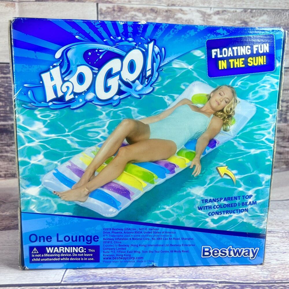H2O Go! Deluxe Relaxing Lounge Inflatable Pool Float 6ft Transparent Clear Raft - Picture 3 of 7